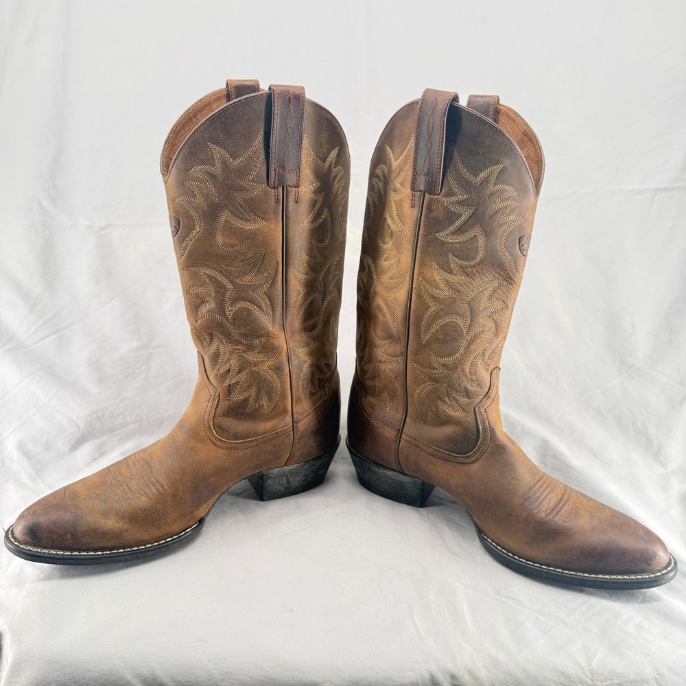 Ariat Heritage Western Mens Distressed Brown Leather Cowboy Boots Round Toe